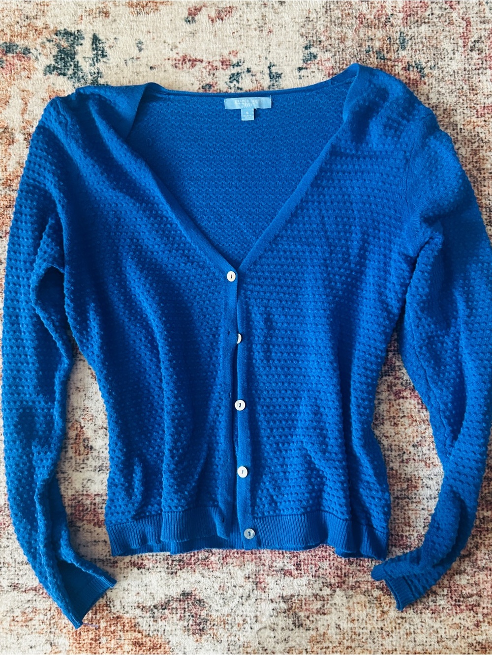 Draper James Bright Blue Textured Button Cardigan